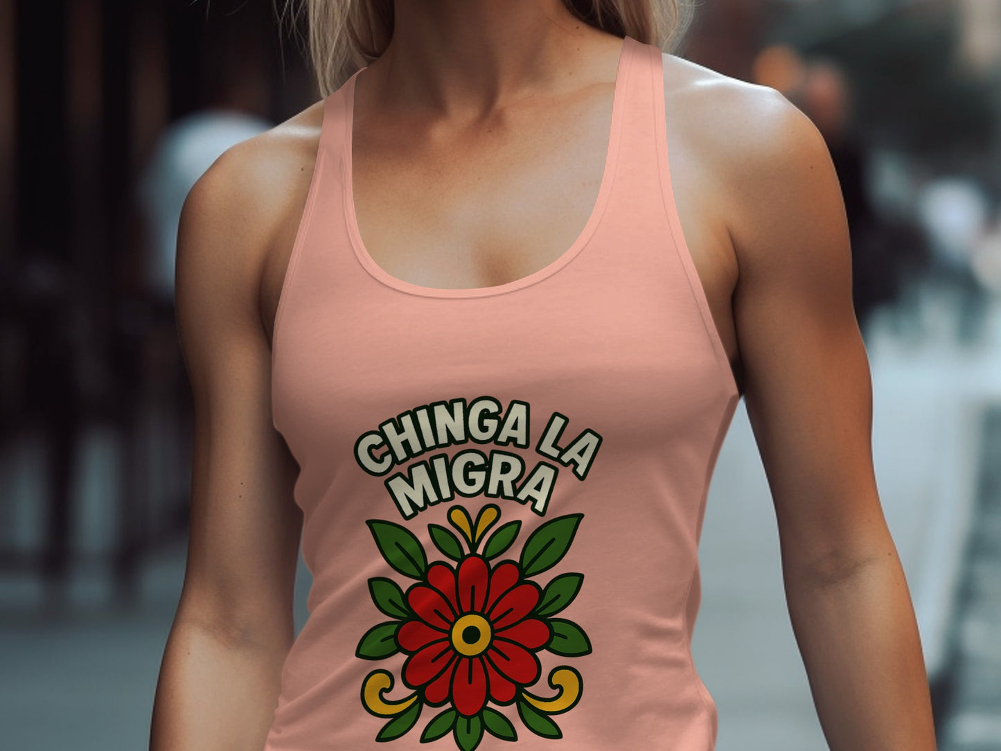 Chinga La Migra Flower Graphic Tank Top product