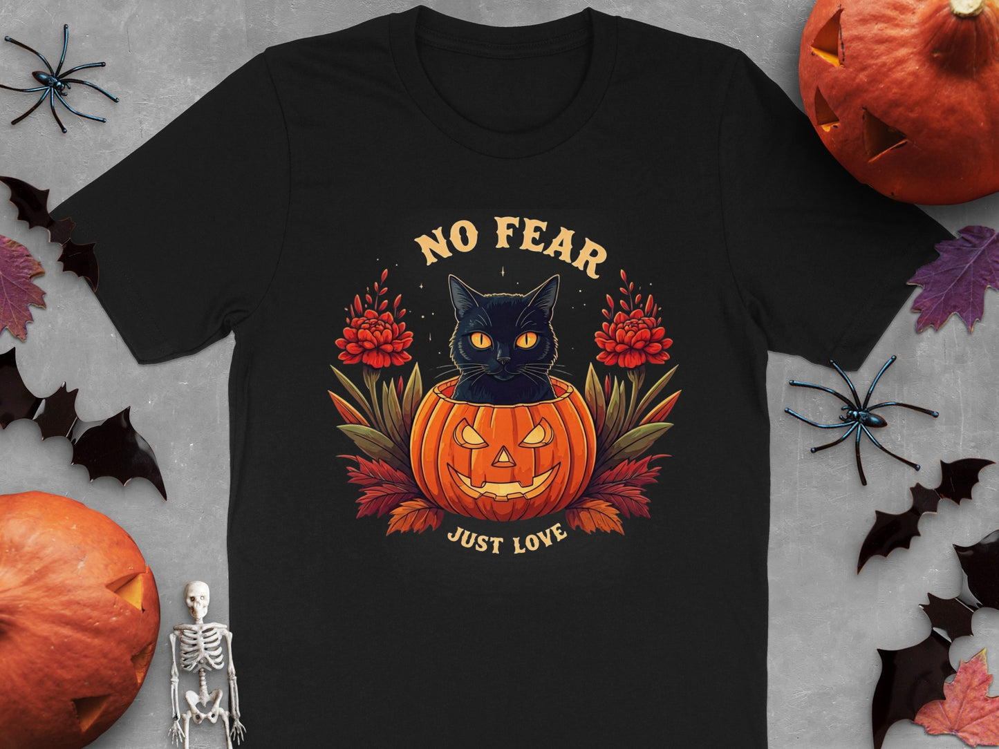 No Fear Just Love Halloween Cat T-shirt product