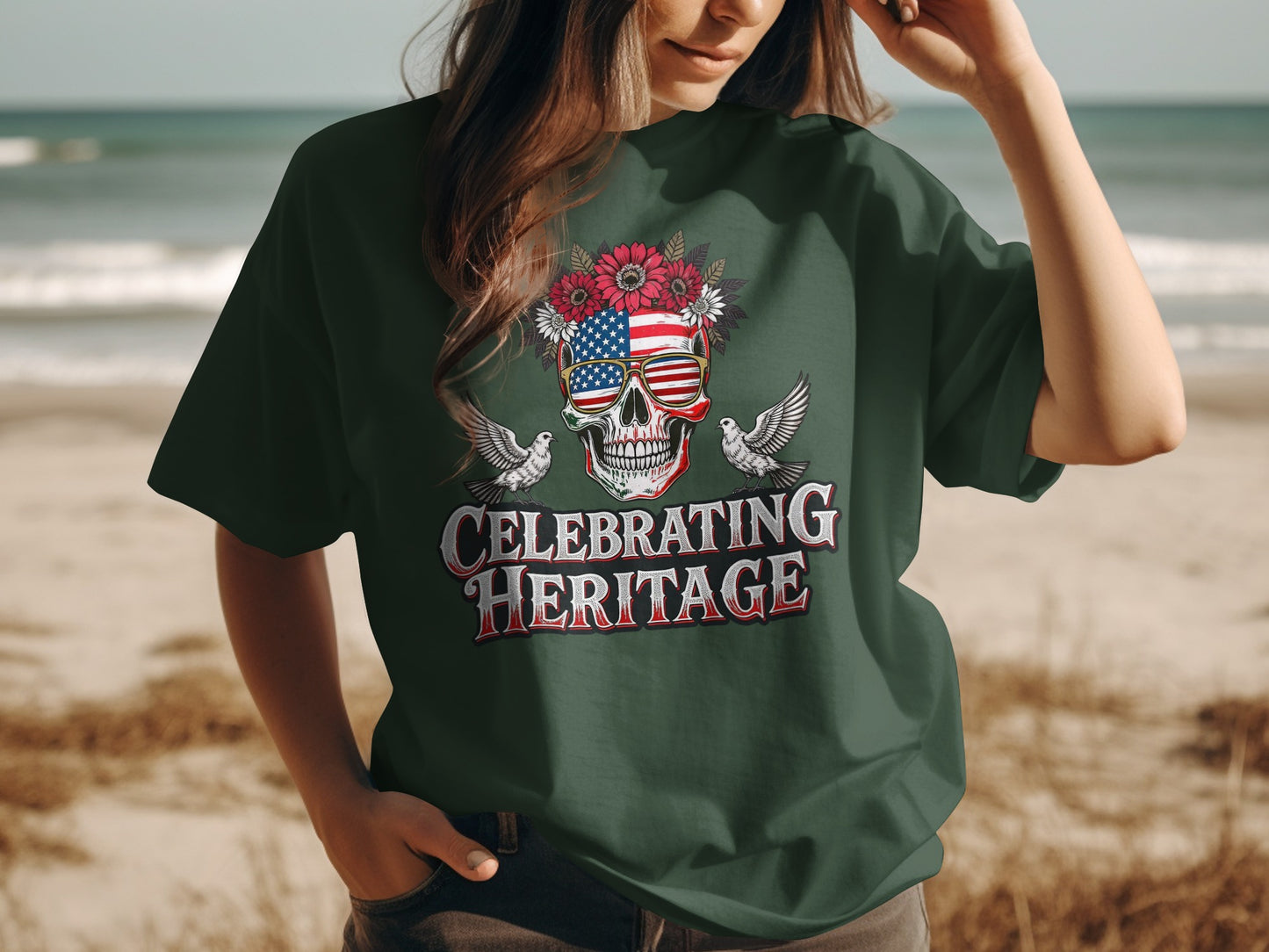 Celebrating Heritage Skull Design Graphic T-shirt product type