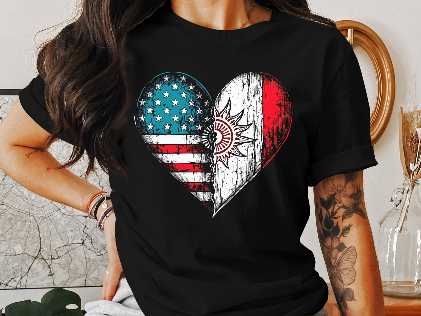 Patriotic Heart Design Graphic Tee Shirt product