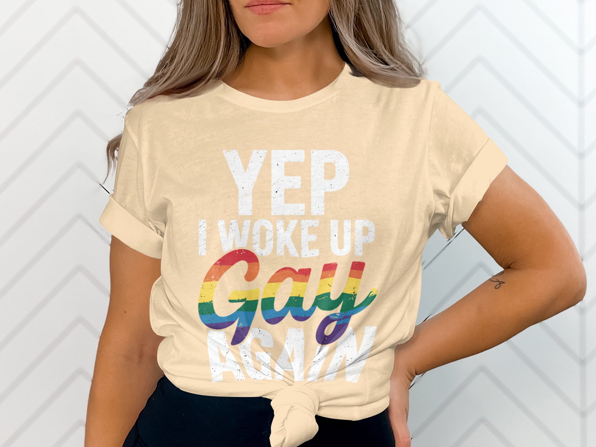 Yep I Woke Up Gay Again Rainbow Pride T-shirt product