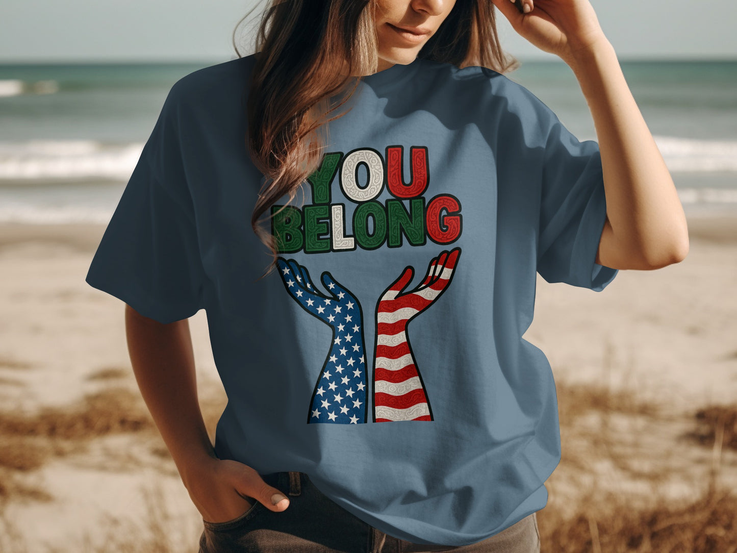 You Belong Graphic Tee Patriotic Design Shirt Product