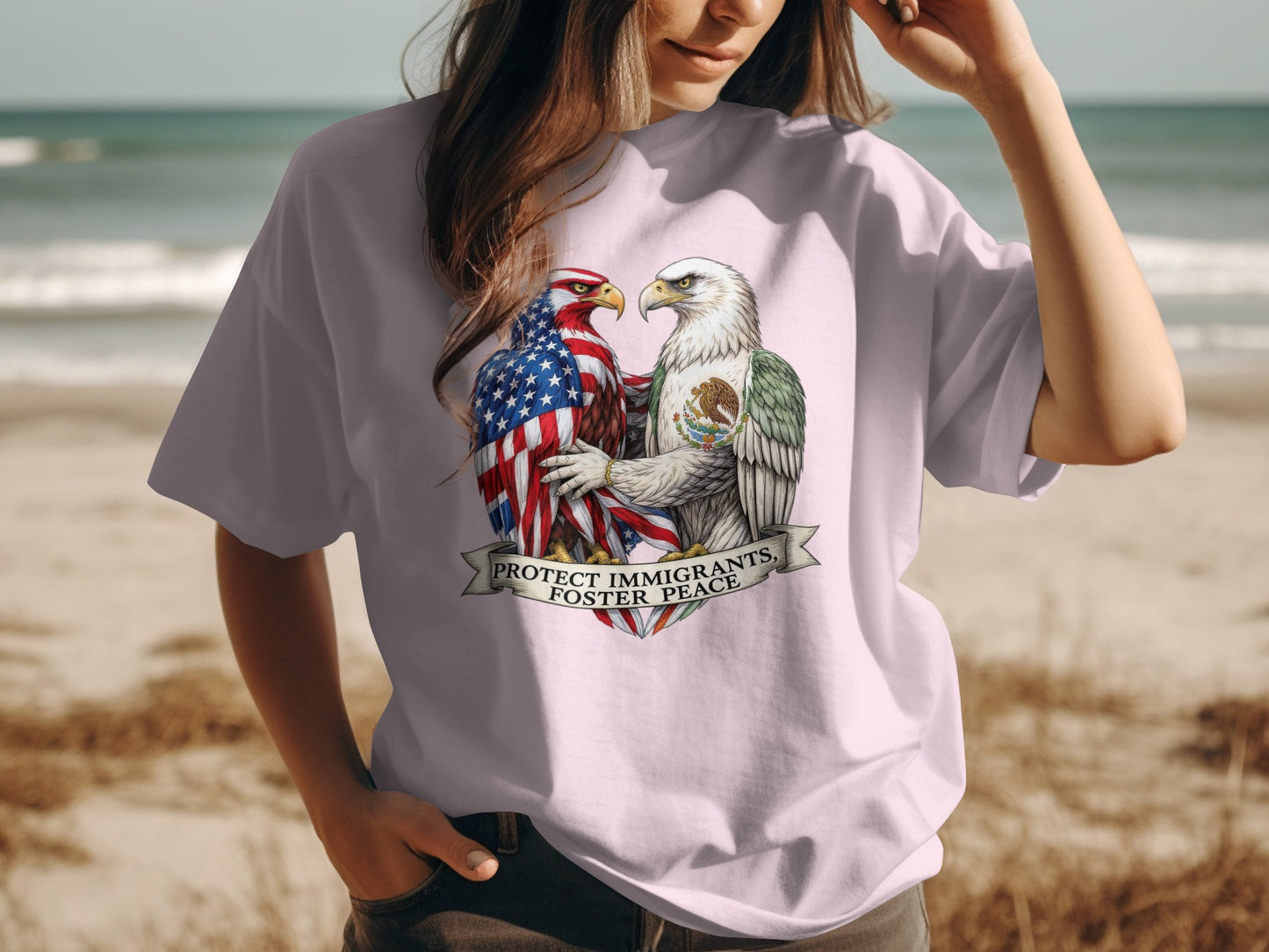 Protect Immigrants Foster Peace Graphic T-shirt product