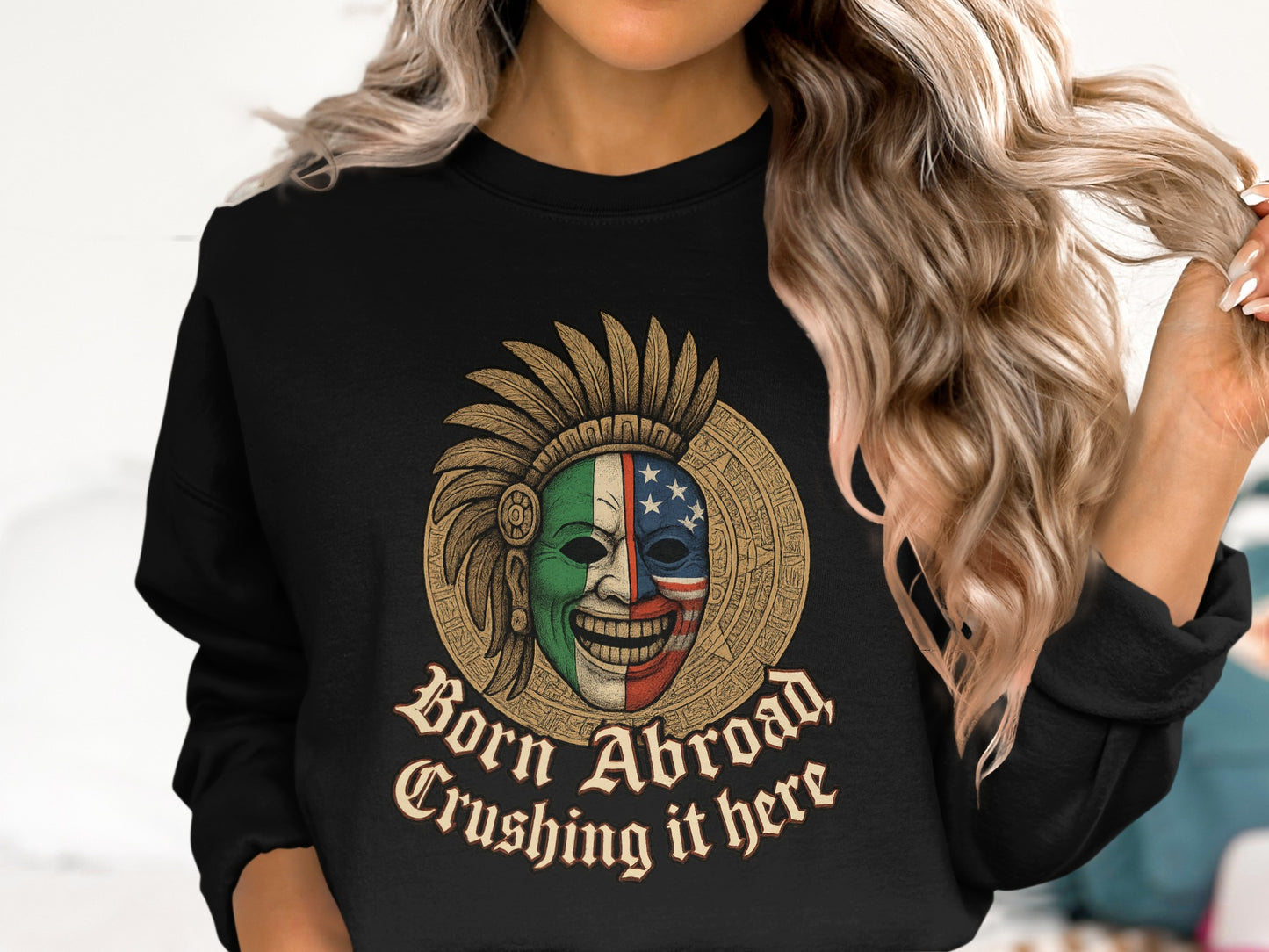 Born Abroad Crushing It Here Bold Statement Shirt Product