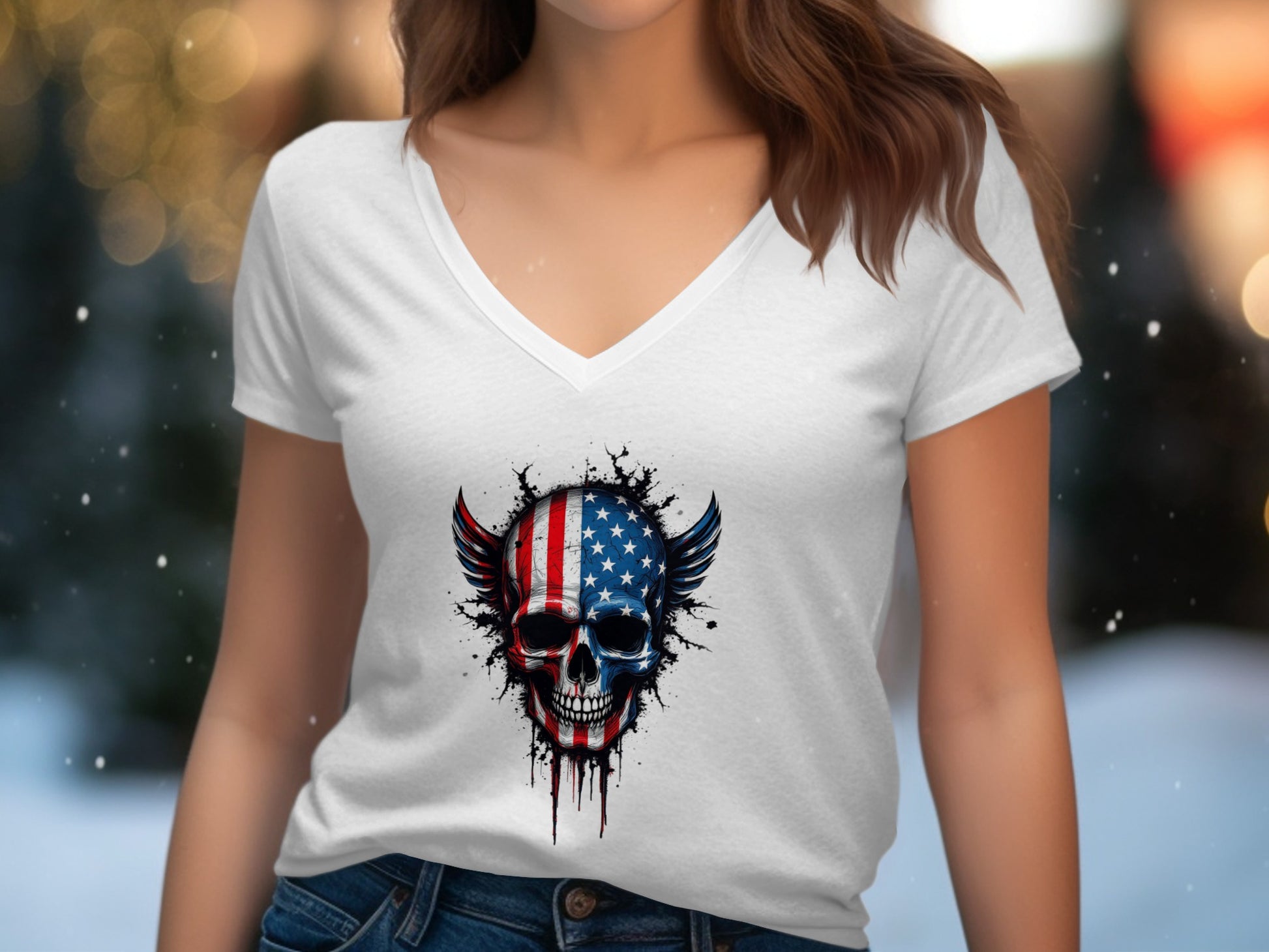 American Flag Skull Graphic Women's T-Shirt product type