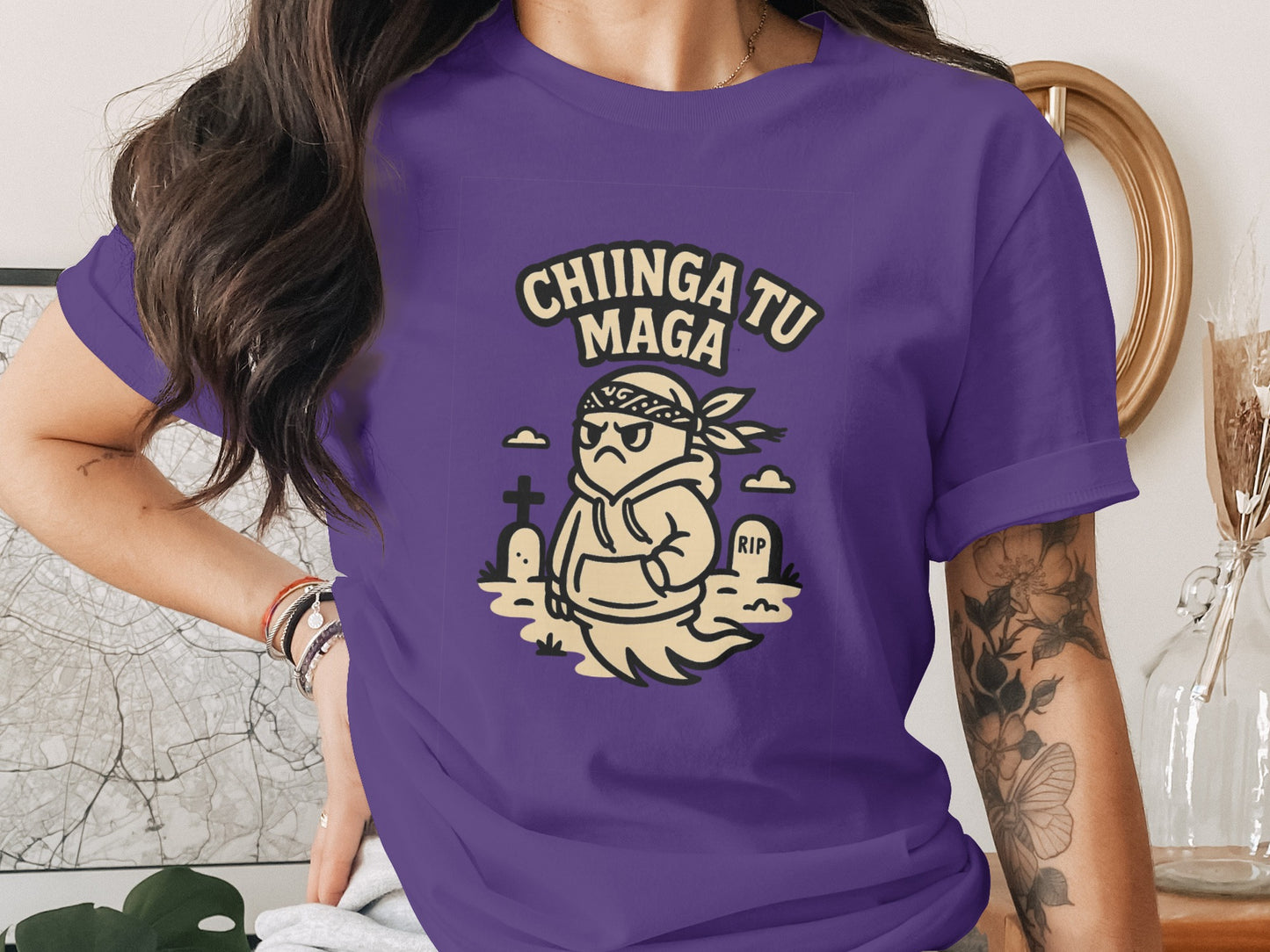 Chinga Tu Maga Graphic Tee Ghost Character design product