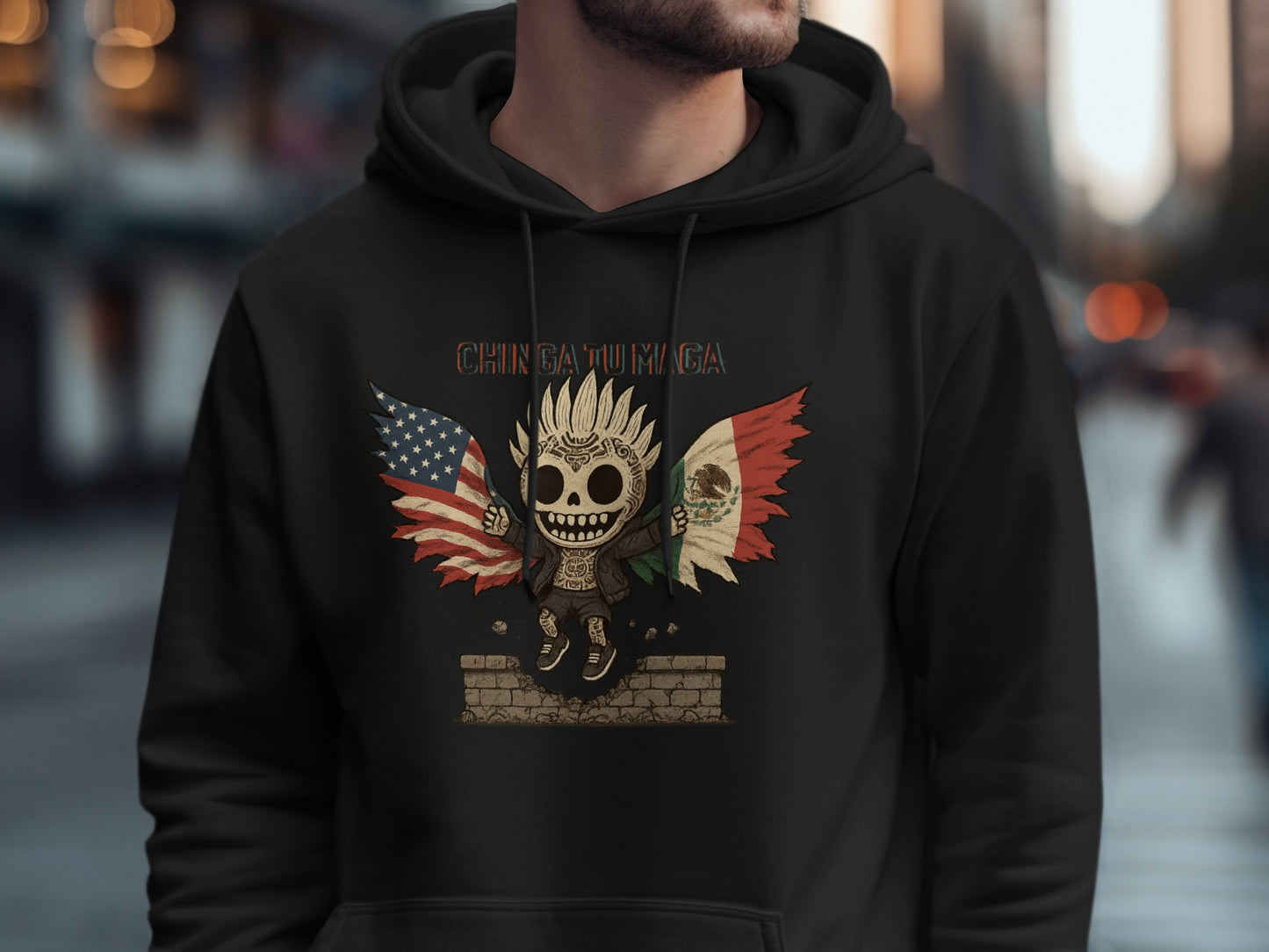 Chinga Tu Miga Skull with Flags Artistic Hoodie product