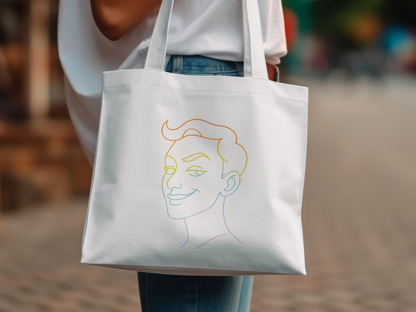 Line Art Portrait Print Tote Bag Stylish product