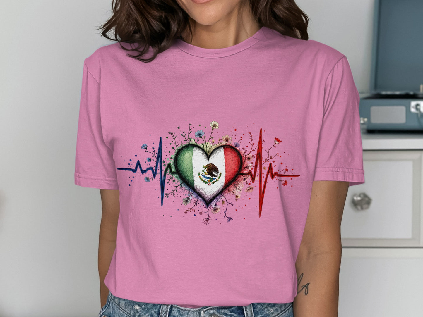 Mexican Heartbeat Graphic Tee Trendy Top product type