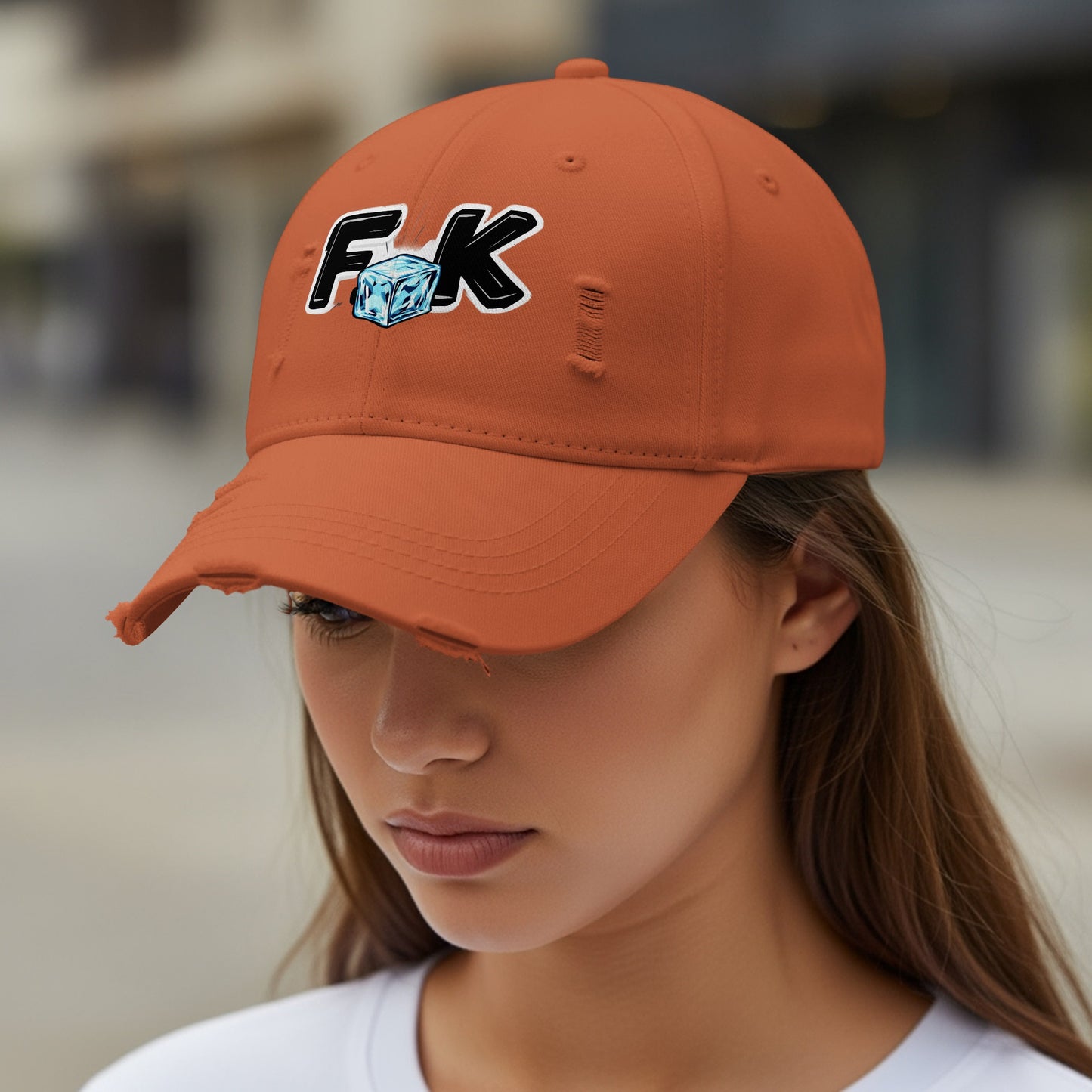 Bold Stylish Distressed Orange Cap Hat Product Type