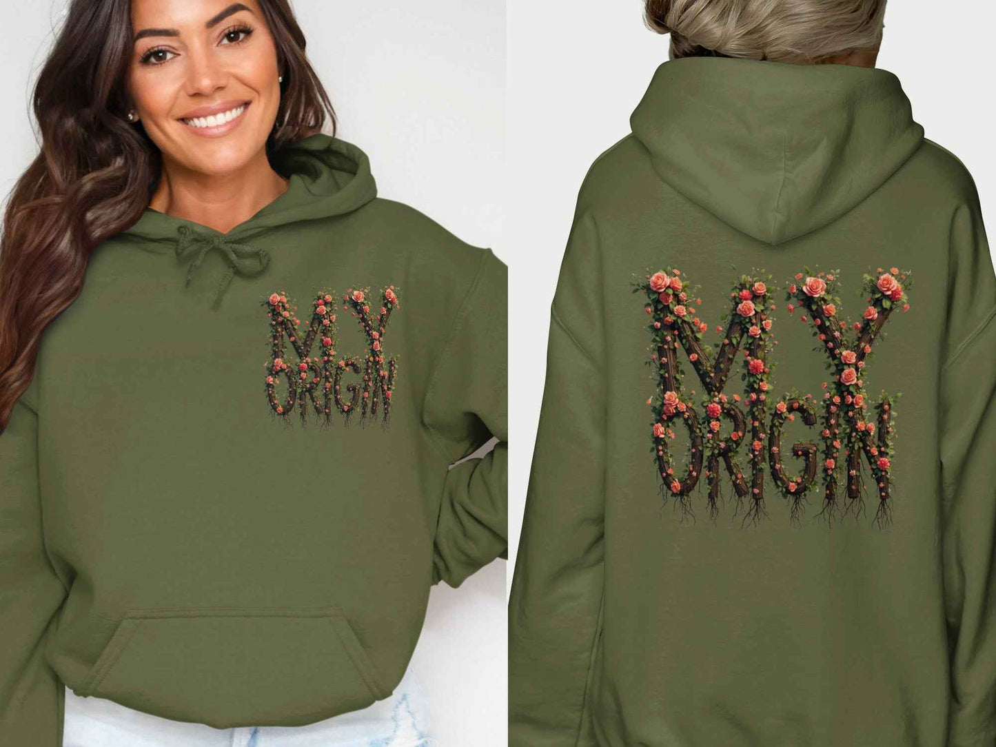 Mom Shirts Collection: My Origin Floral Letters Design on Hoodies