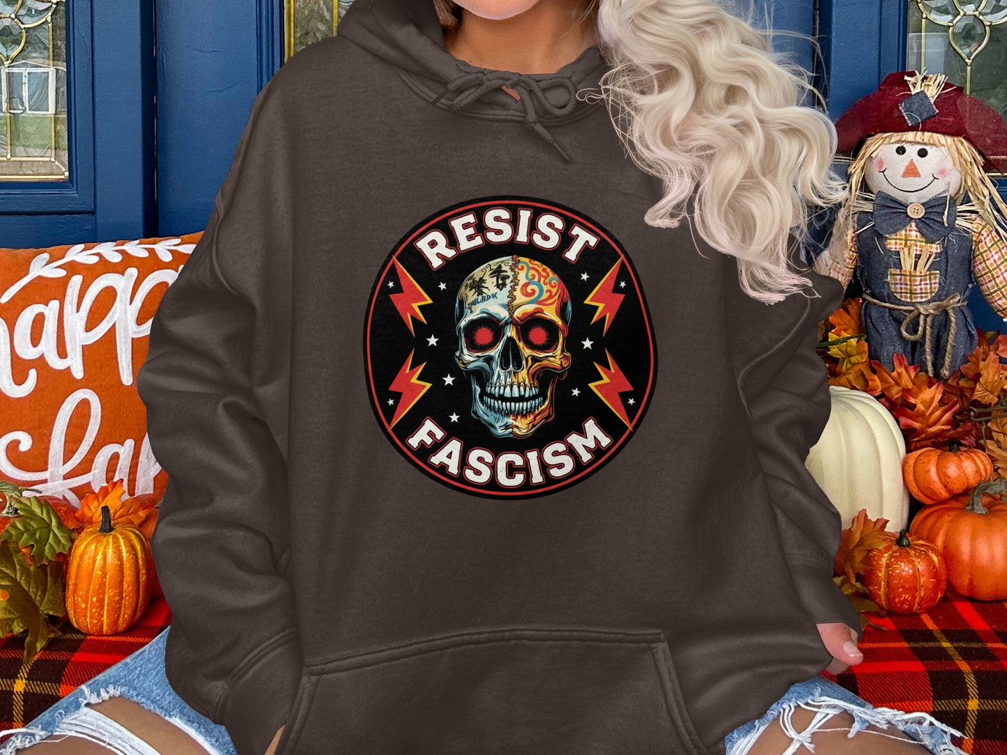 Resist Fascism Sugar Skull Design Hoodie product type
