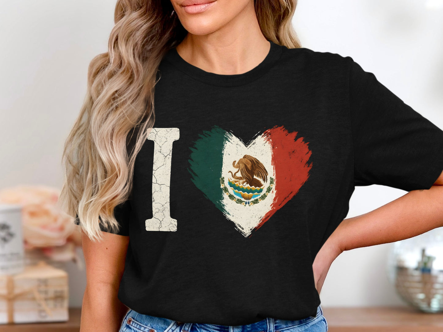I Love Mexico Heart Graphic Vintage Look T-shirt product