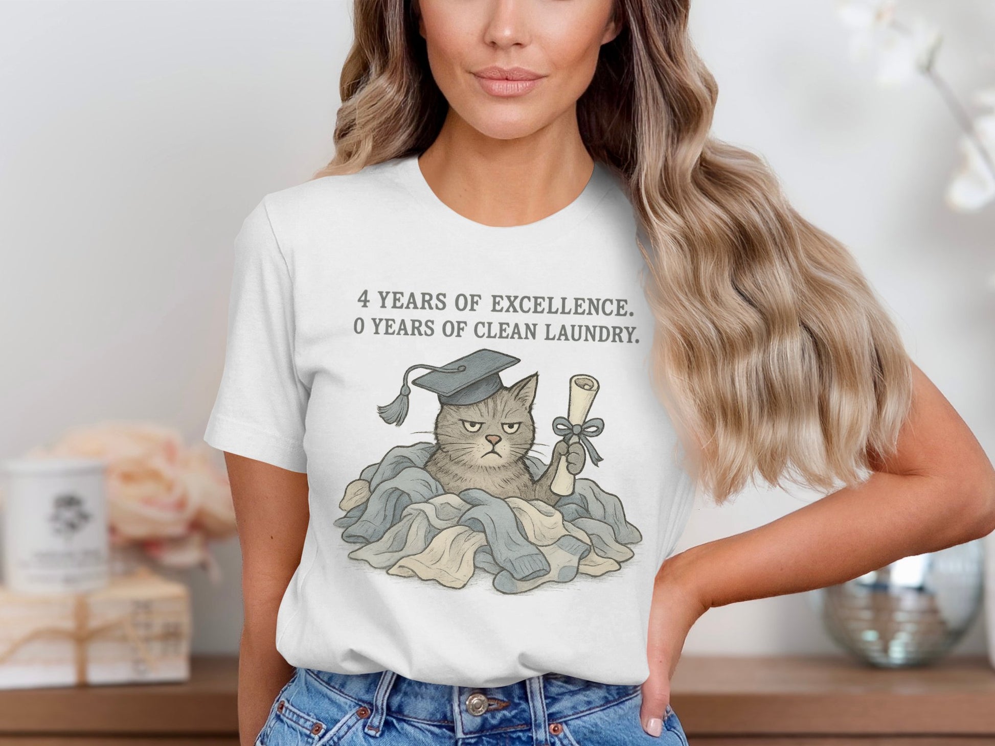Funny Cat Graduation T-Shirt Apparel Humorous Product