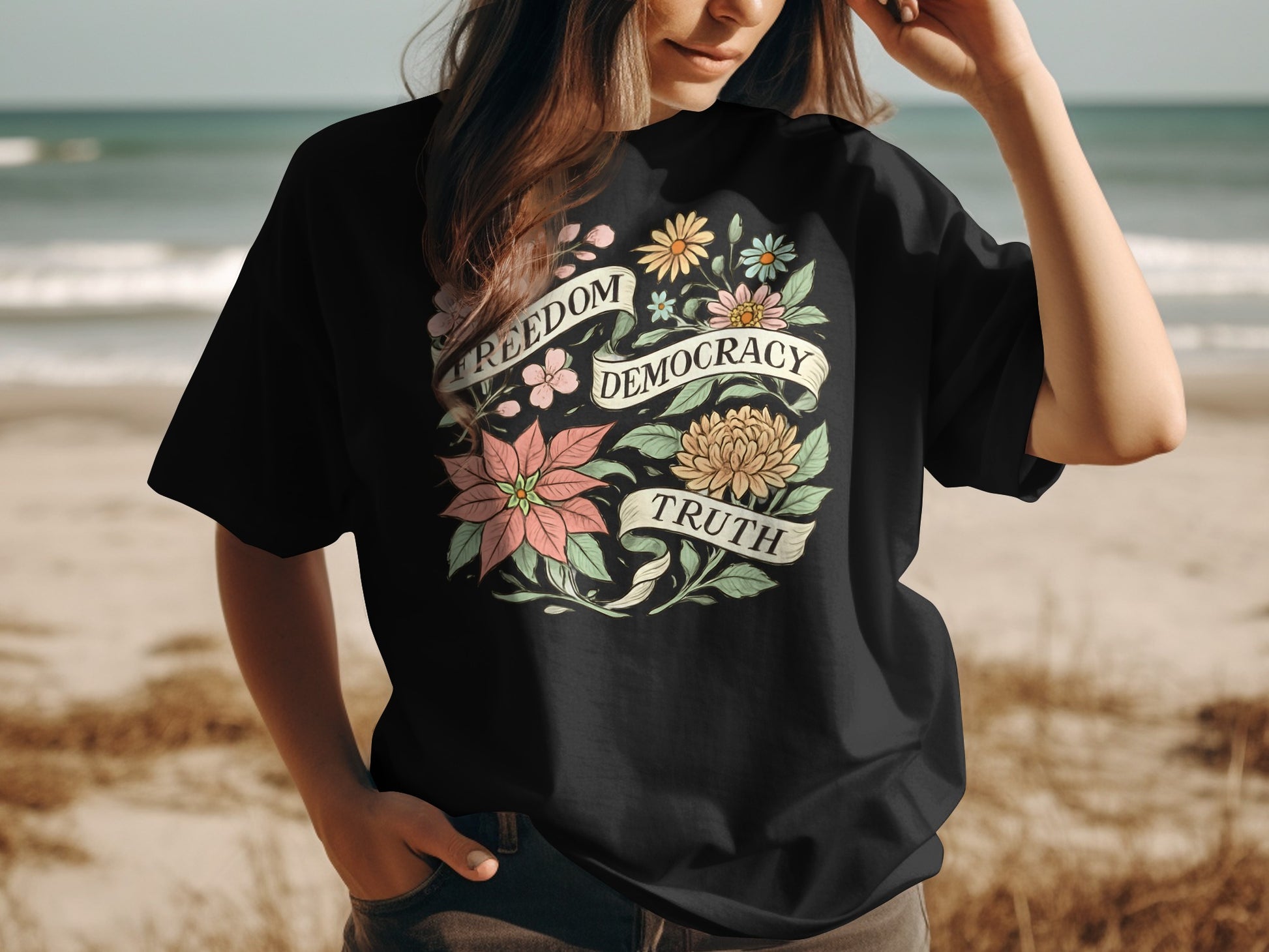 Freedom Democracy Truth Floral Graphic Tee product