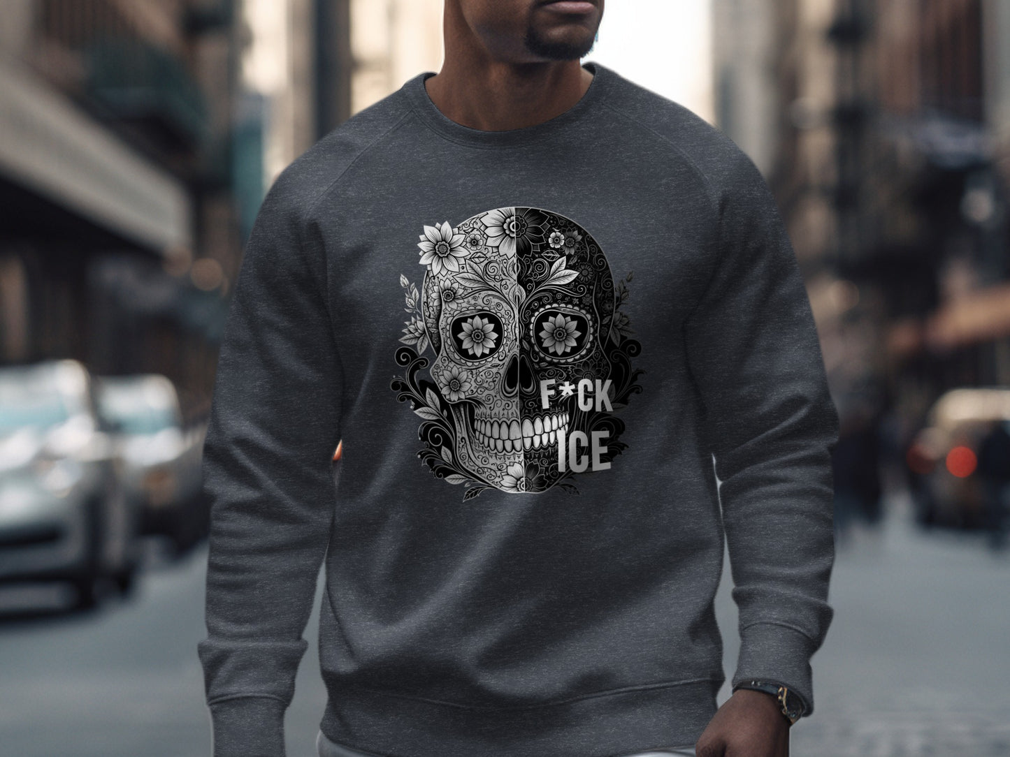 Floral Skull Design Graphic Casual Wear product