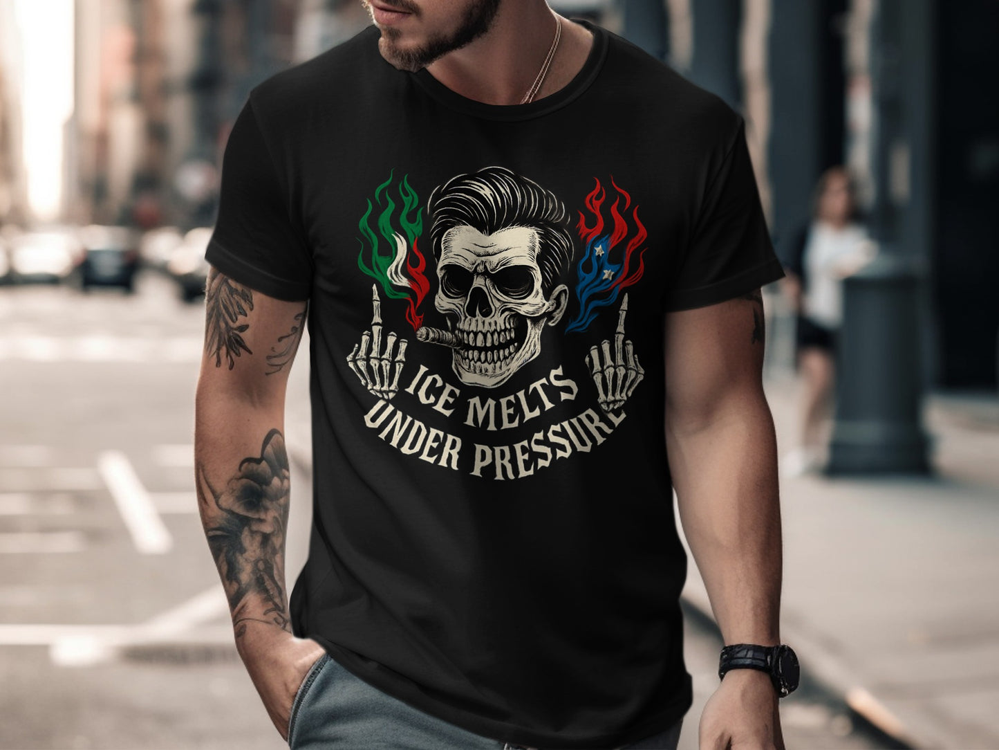 Ice Melts Under Pressure Skull Design T-shirt product