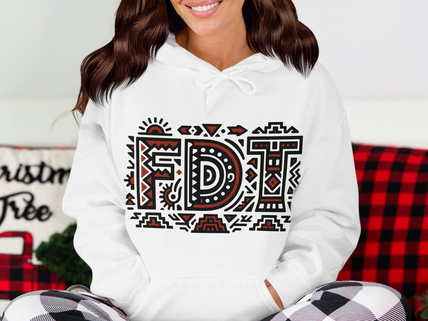 Vibrant Ethnic Patterned FDT Design Hooded Sweatshirt Product