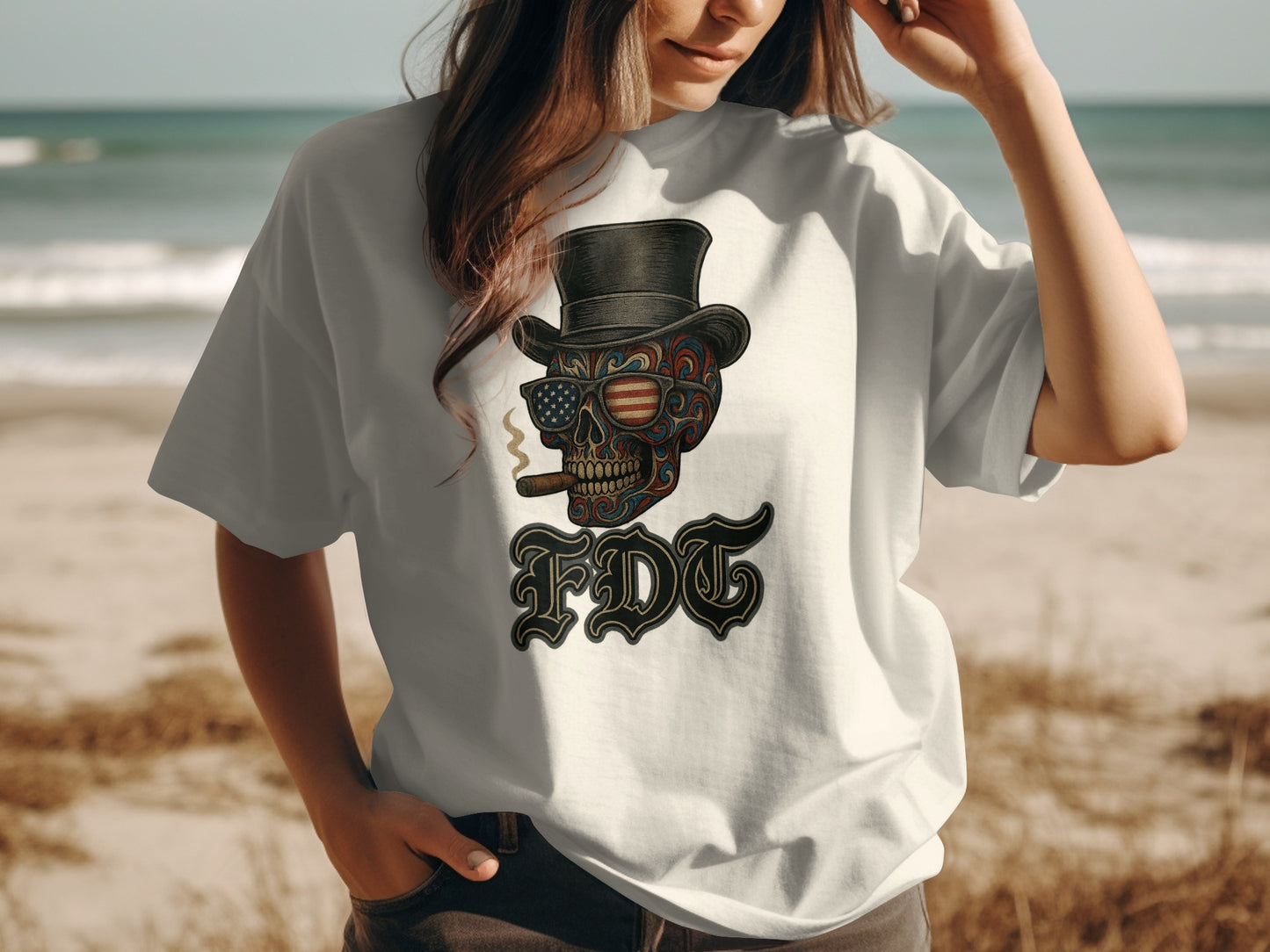 Patriotic Skull Wearing Top Hat T-Shirt product type