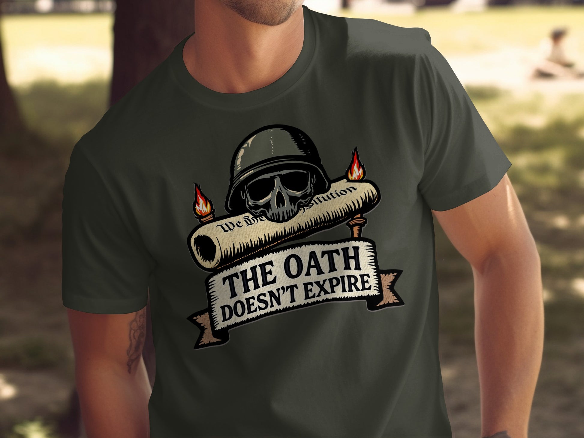 The Oath Doesn't Expire Skull Soldier Graphic T-Shirt
