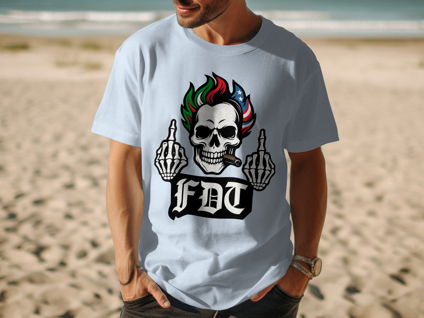 Skull Face Design Casual Beach Style T-shirt product