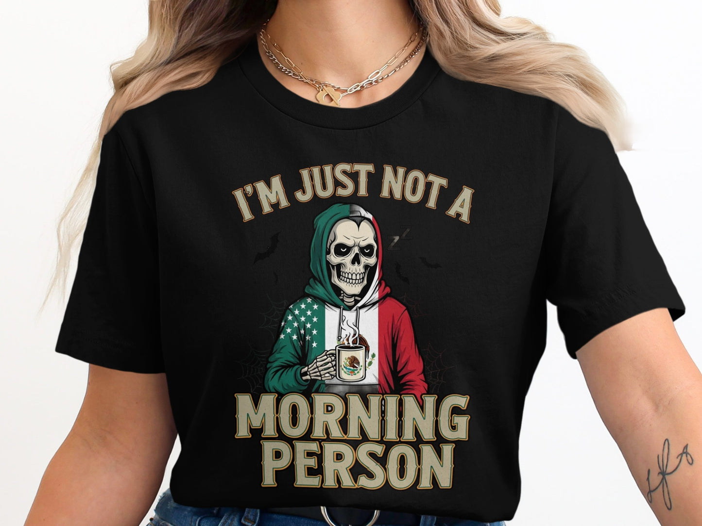 I'm Just Not A Morning Person Skeleton Graphic T-Shirt