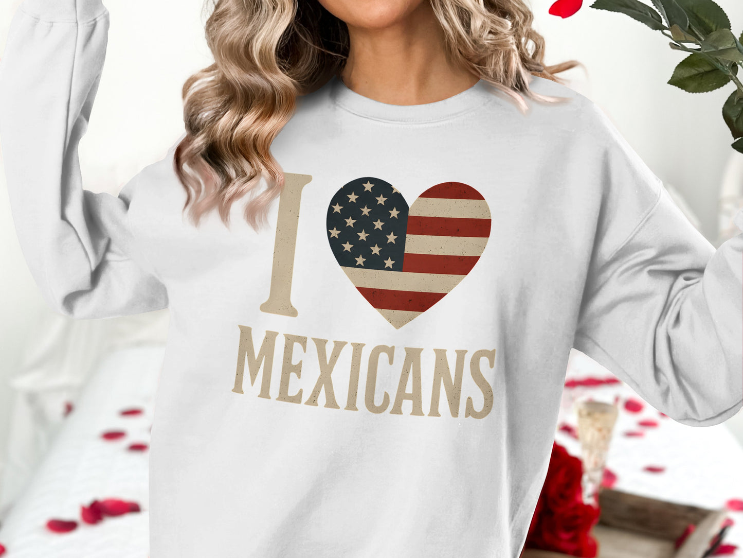 I Love Mexicans USA Flag Heart Graphic Print product