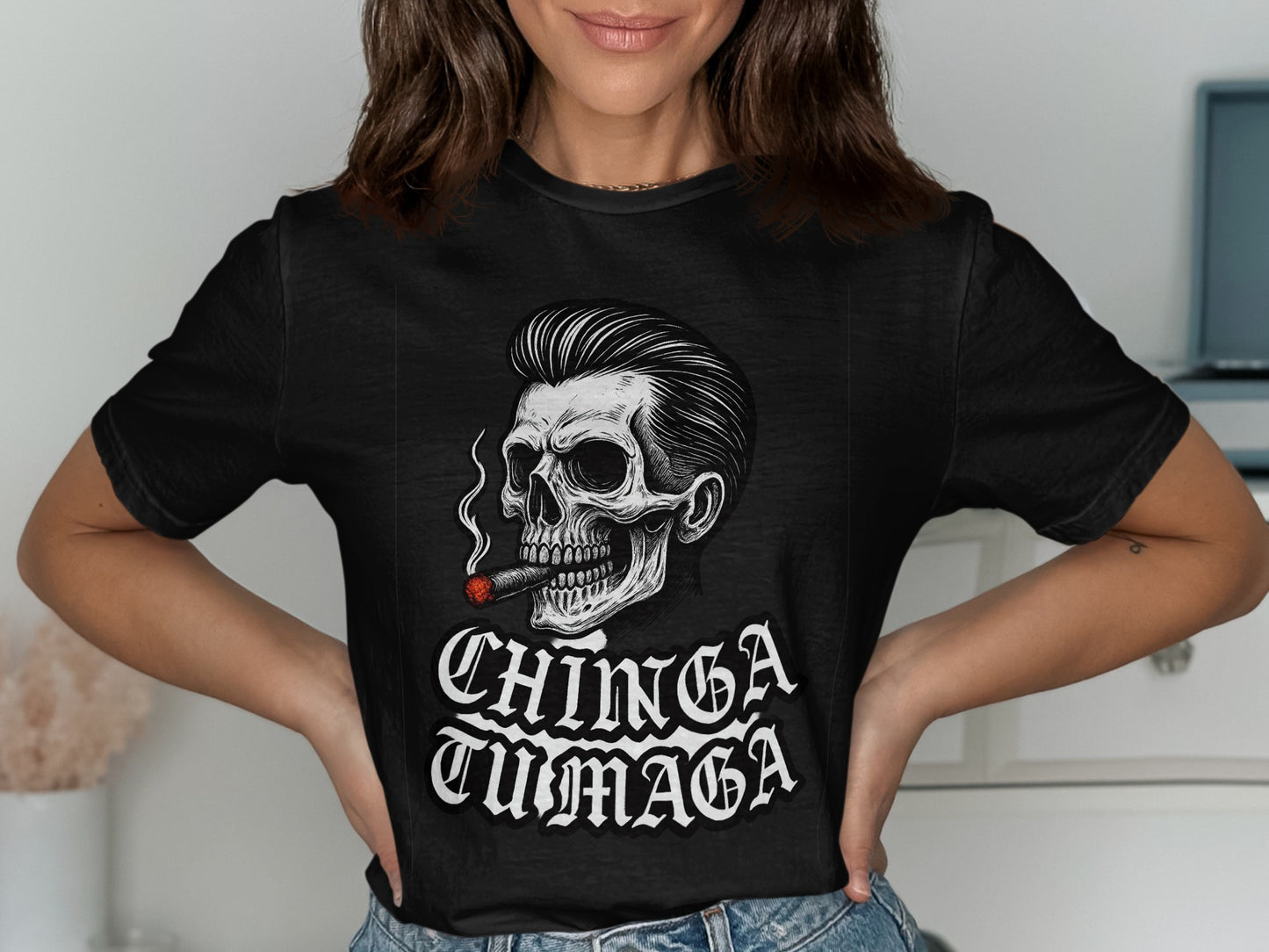 Smoking Skull Chingon Tumaga Short Sleeve T-Shirt product type
