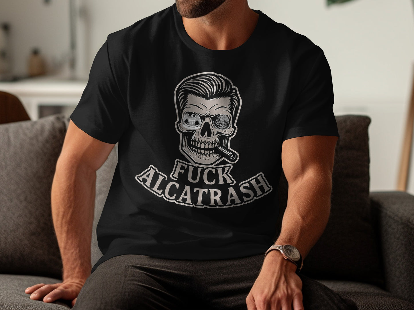 Skull Illustration with Text Saying Fuck Alcatrash product type