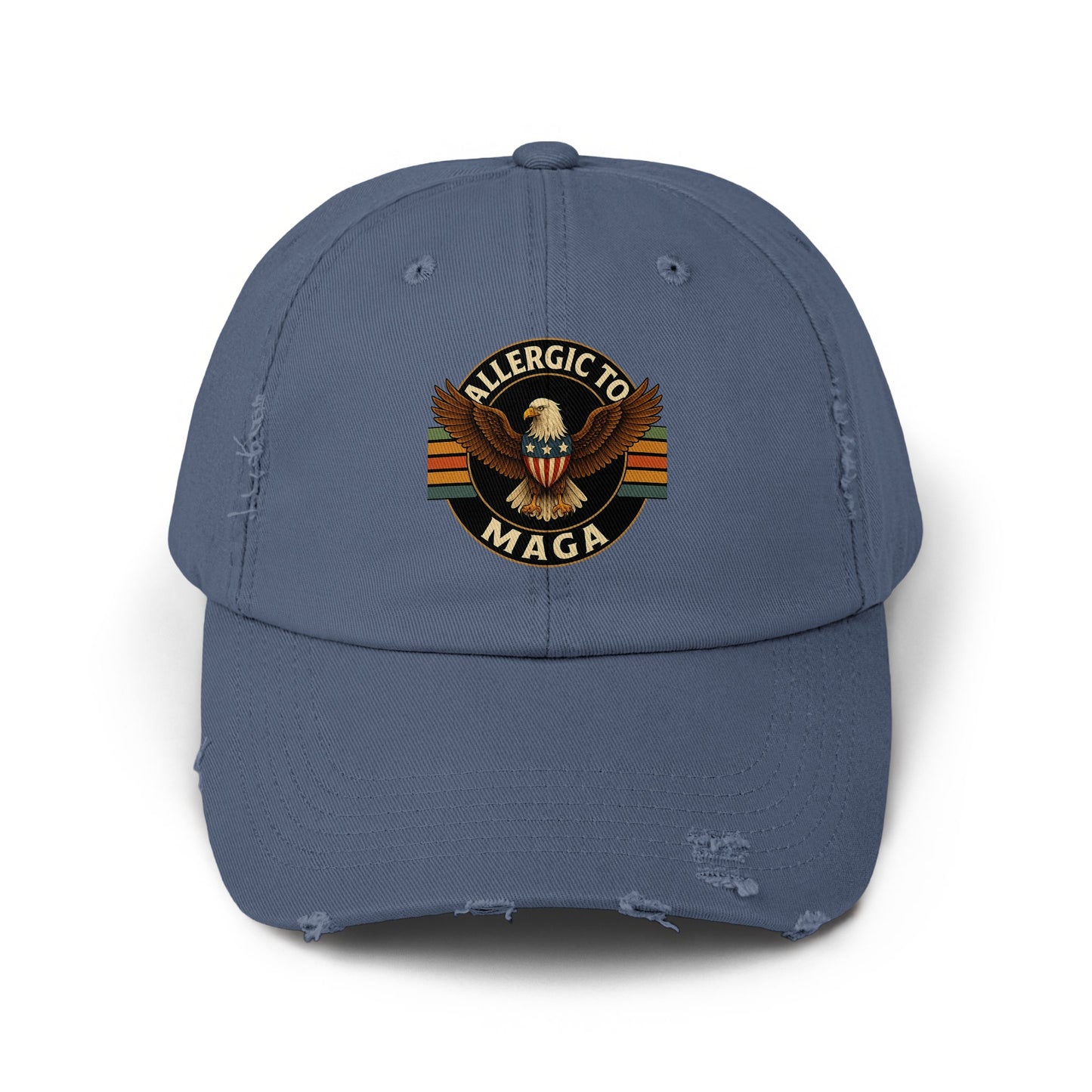 Allergic to MAGA Embroidered Distressed Dad Hat product type