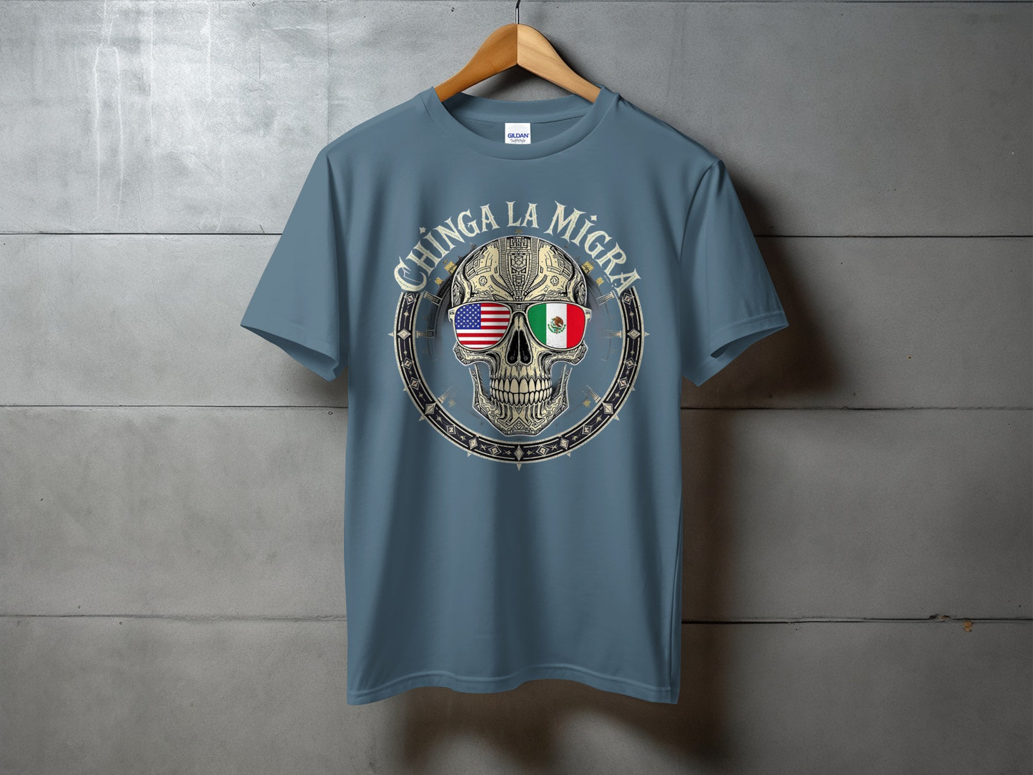 Chinga La Migra Graphic Tee with Skull Design product