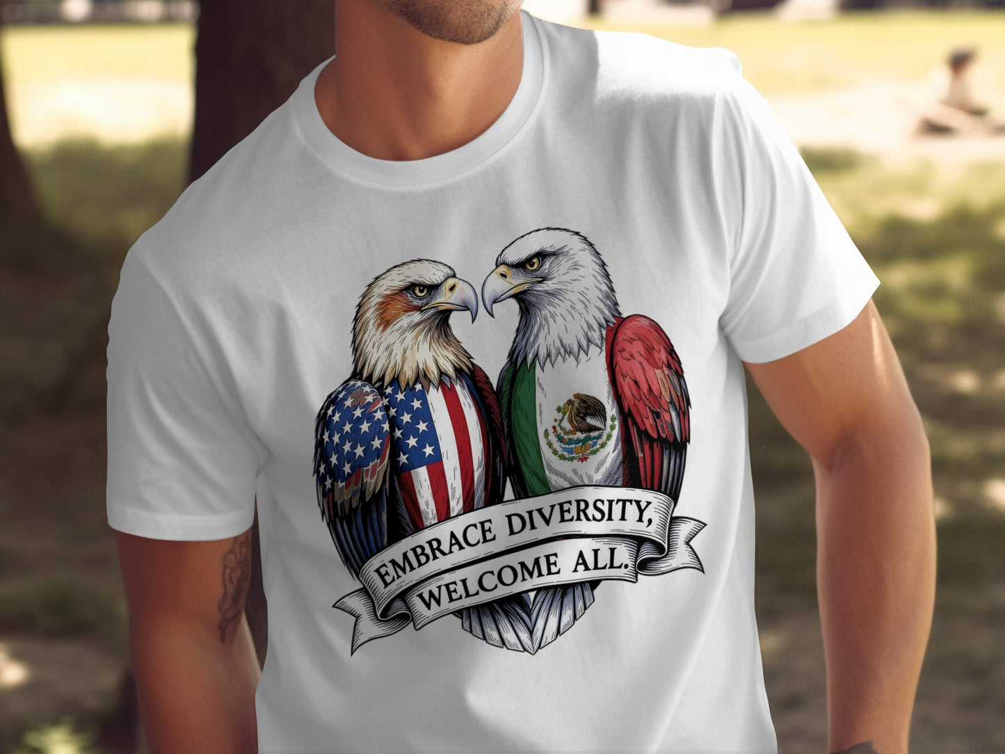 Embrace Diversity Welcome All Eagle Graphic T-shirt