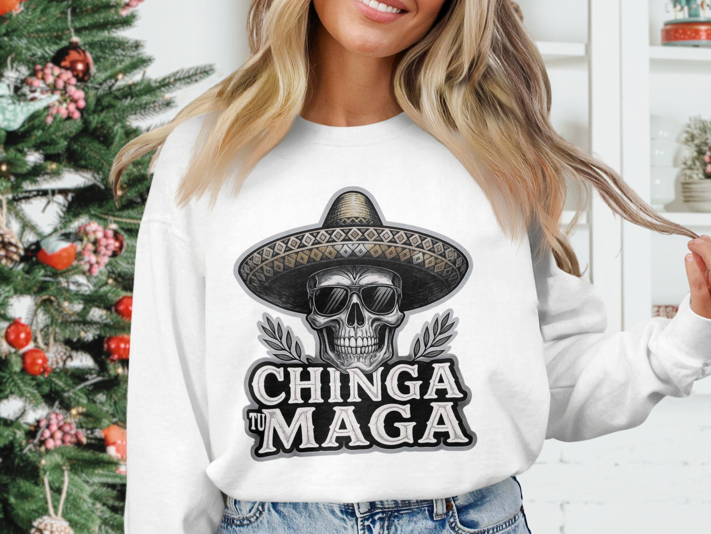 Chinga Tu Maga Skull Design Print Shirt product type
