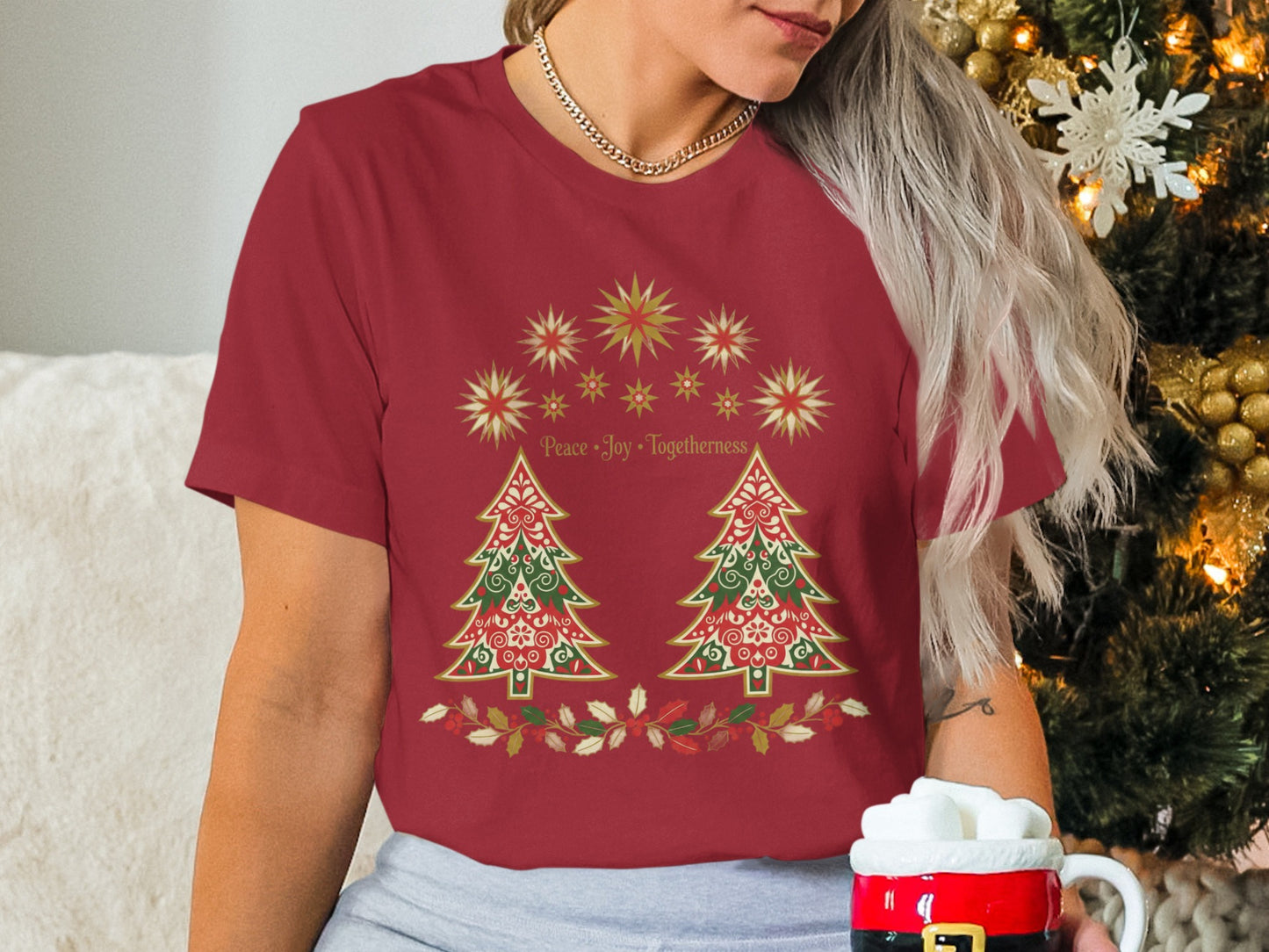 Christmas Trees and Stars Holiday T-shirt