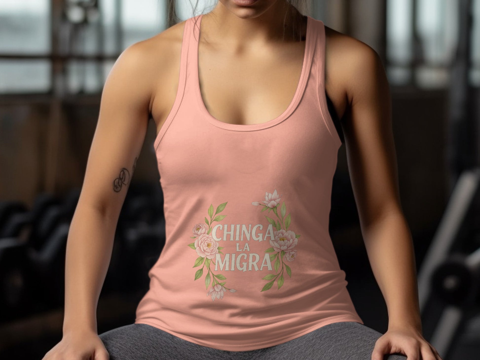 Chinga La Migra Floral Graphic Athletic Tank product