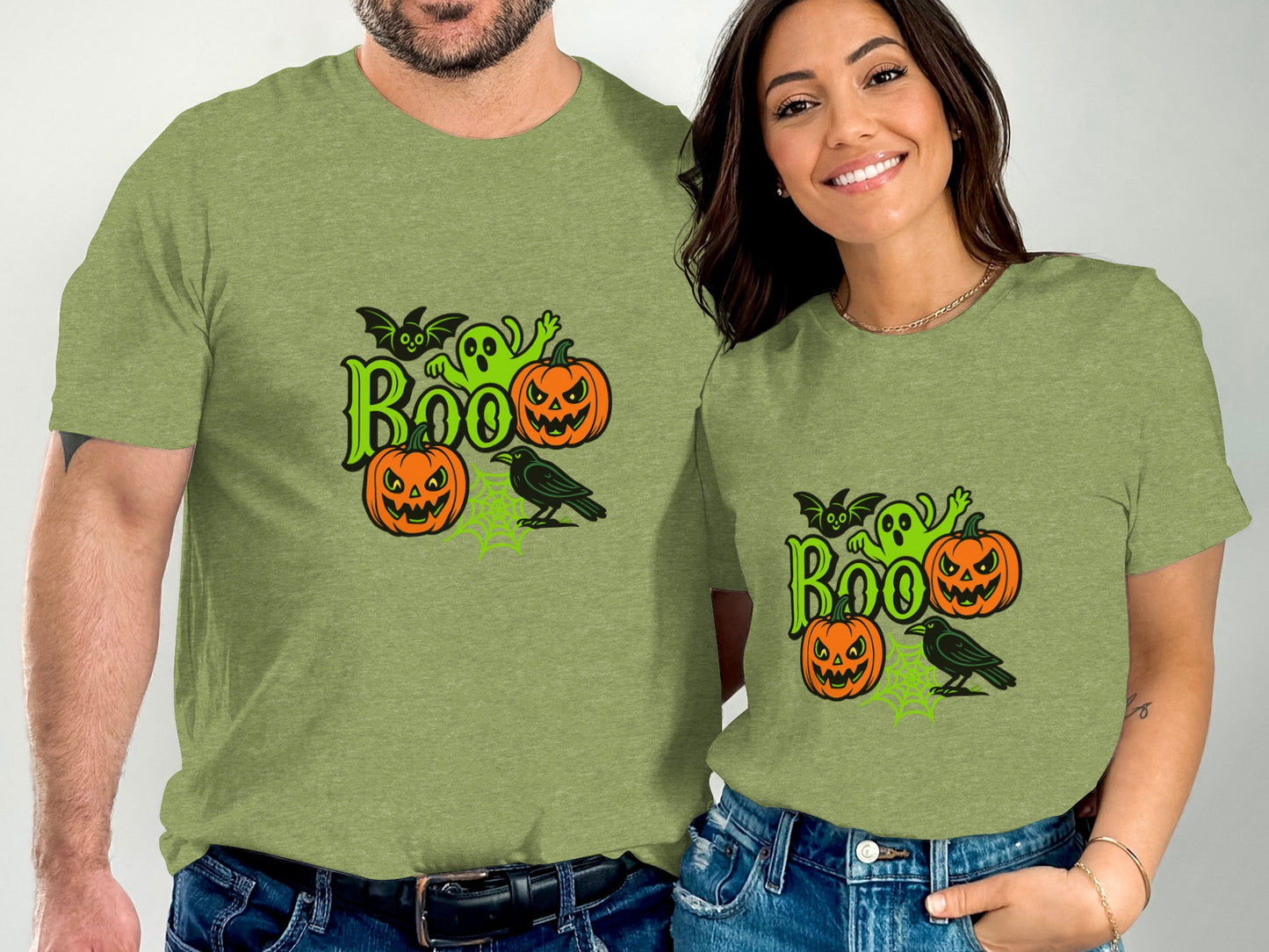 Boo Halloween Graphic Tees with Pumpkins product type