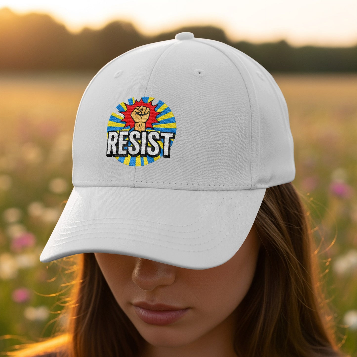 Resist Embroidered Fist Symbol White Cap product