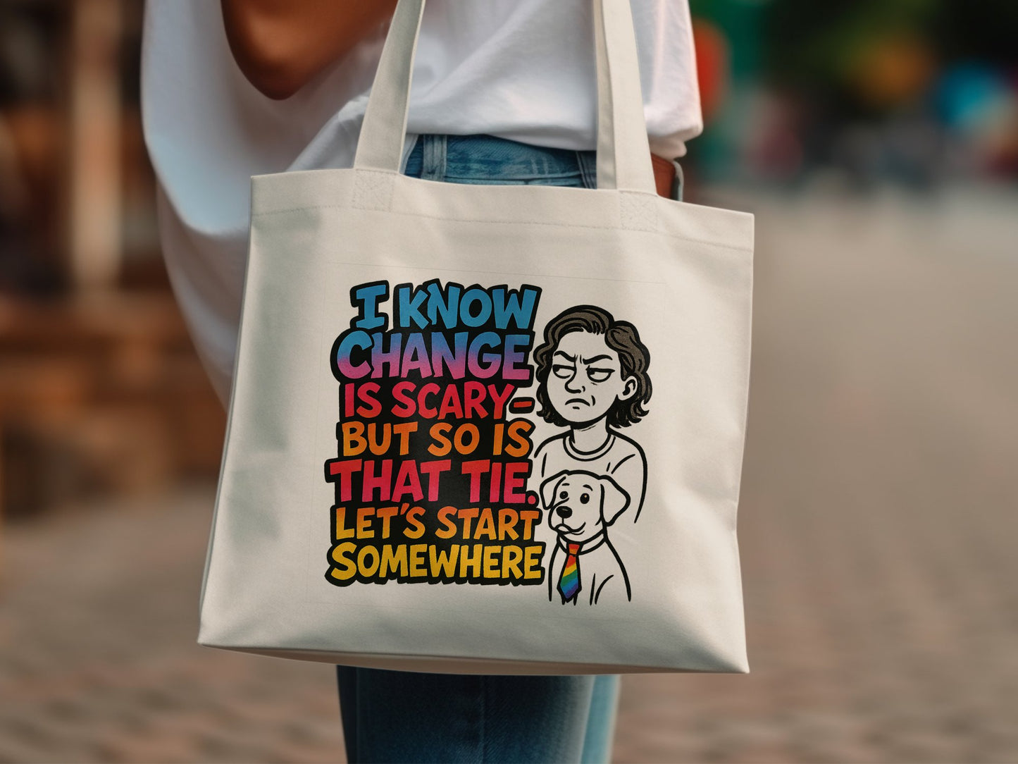 Funny Change is Scary Graphic Tote Bag product type