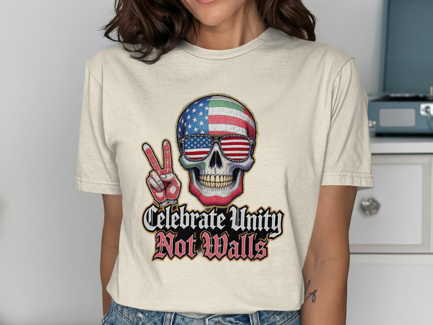 Celebrate Unity Not Walls Skull Themed T-shirt Product