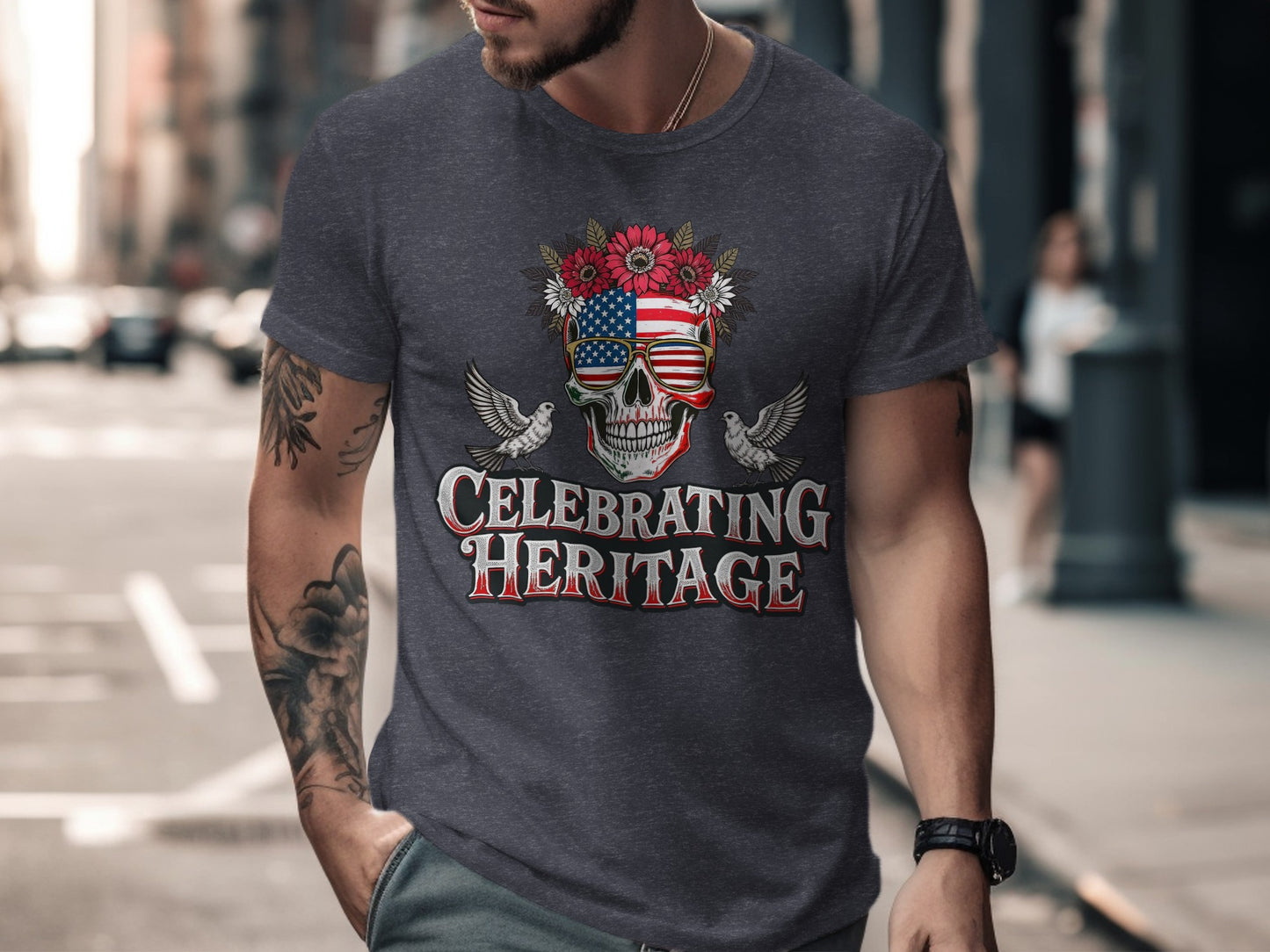 Celebrating Heritage Skull Design Graphic T-Shirt product type