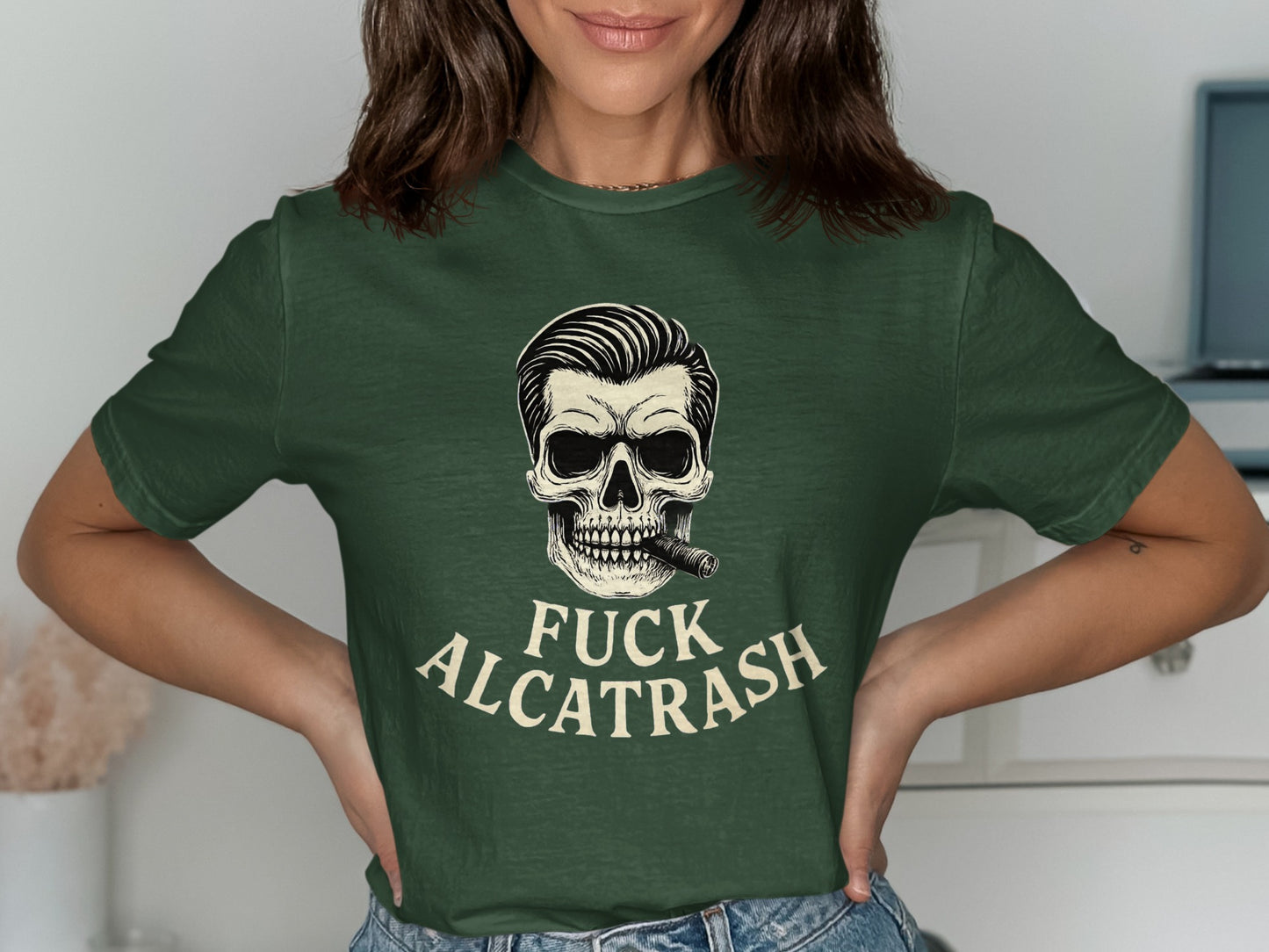 Fuck Alcatrash Skull Cigar Graphic T-Shirt product type