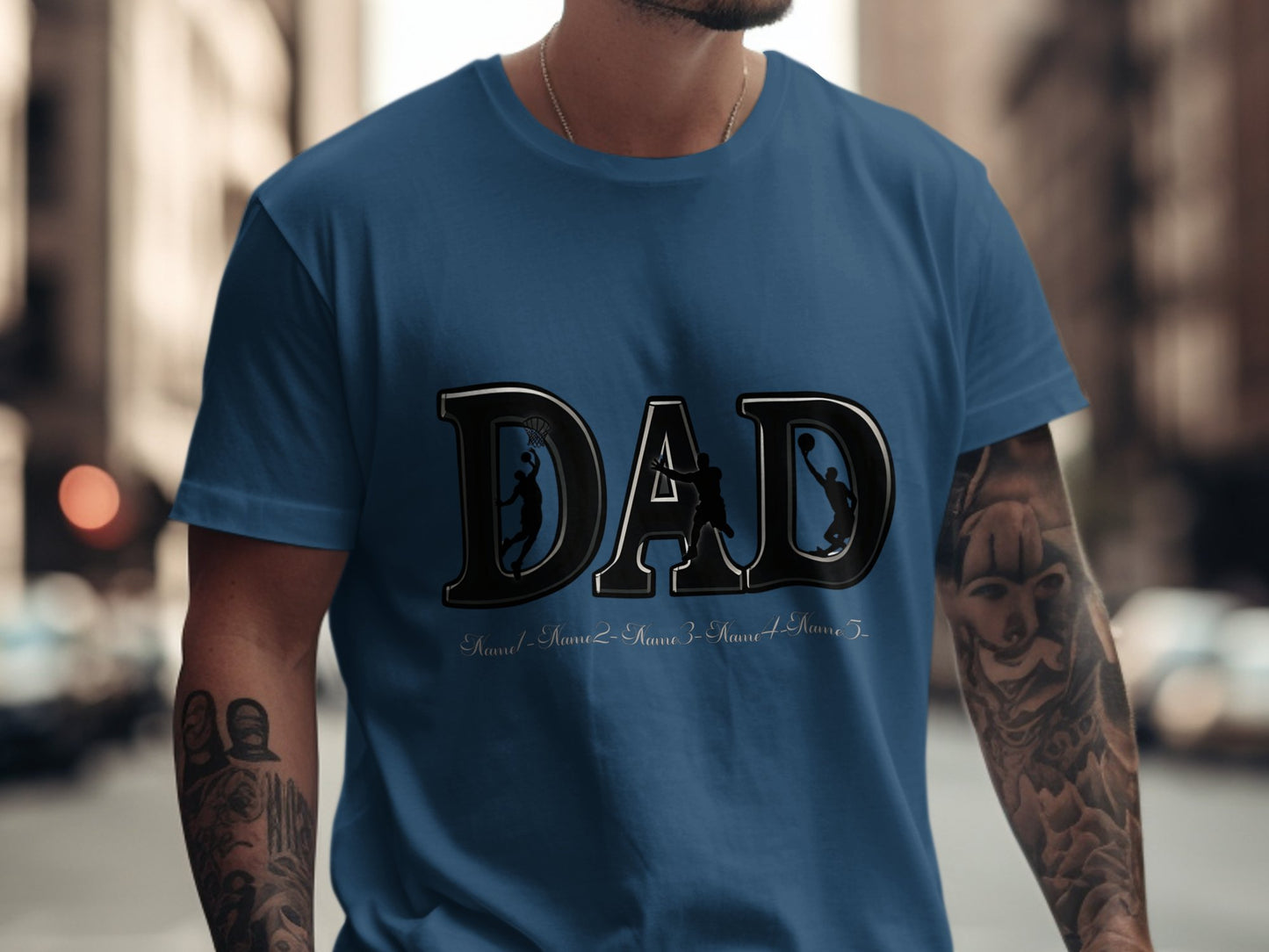 Blue DAD Graphic Tee with Unique Lettering product type