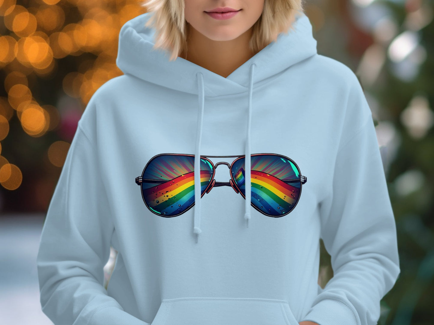 Rainbow Sunglasses Reflection Print Hoodie product type