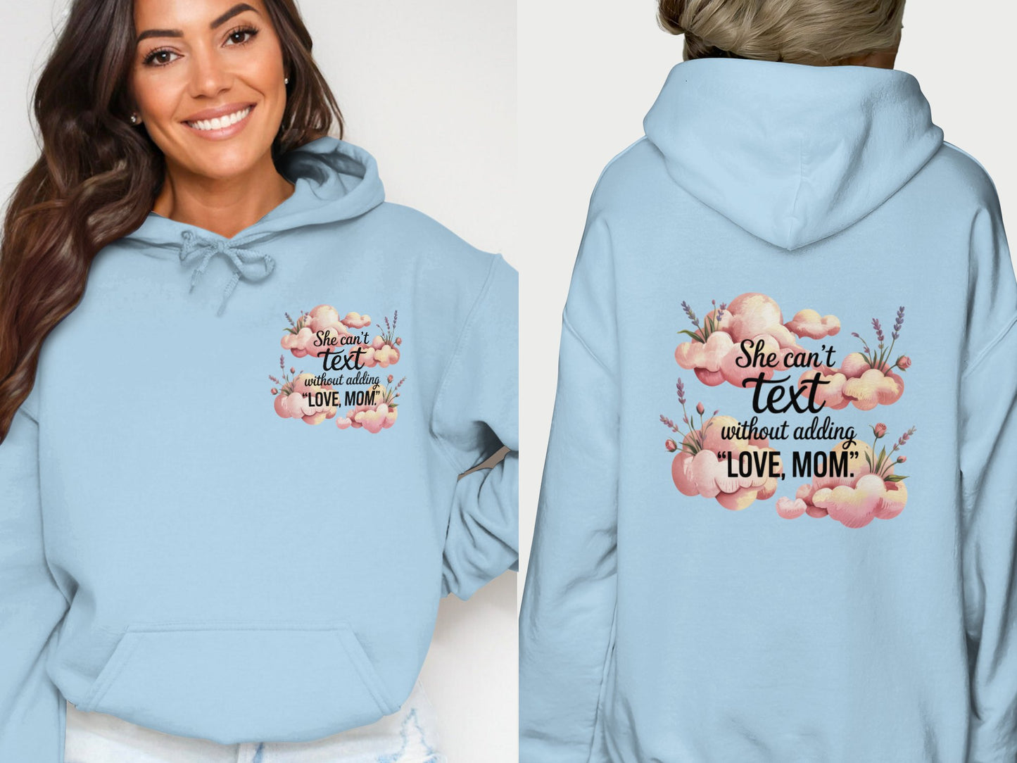 She Can't Text Without Adding Love Mom Hoodie product type