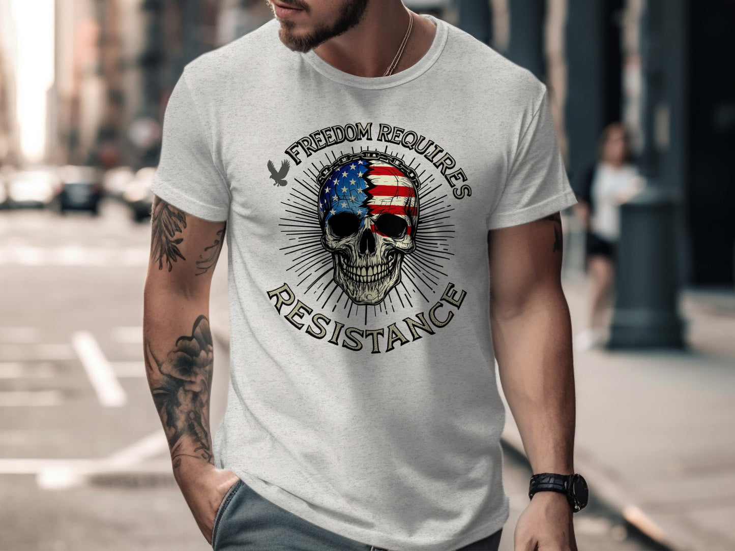 Freedom Requires Resistance Skull Graphic Shirt