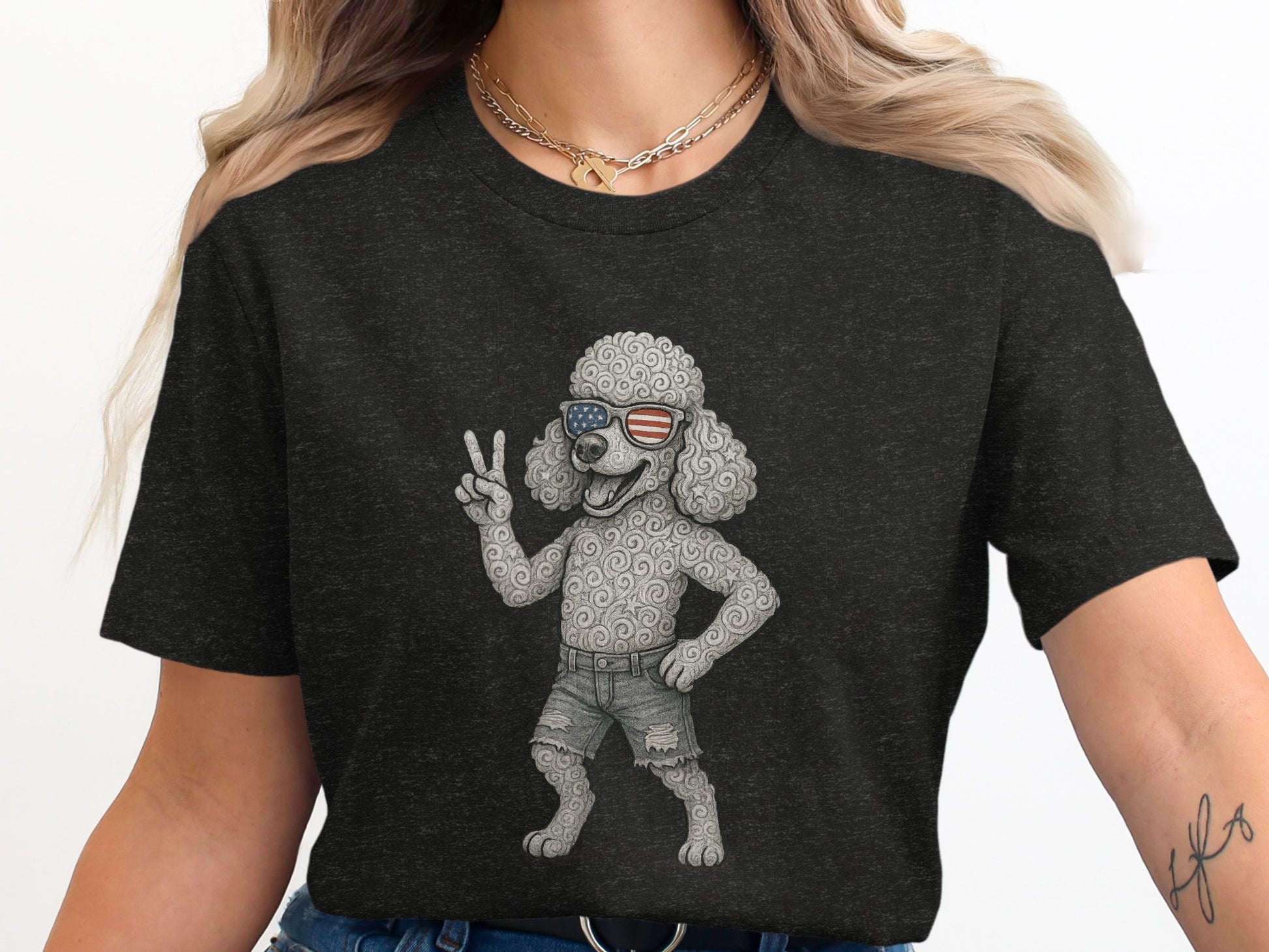 Peaceful Patriotic Poodle T-shirt product type