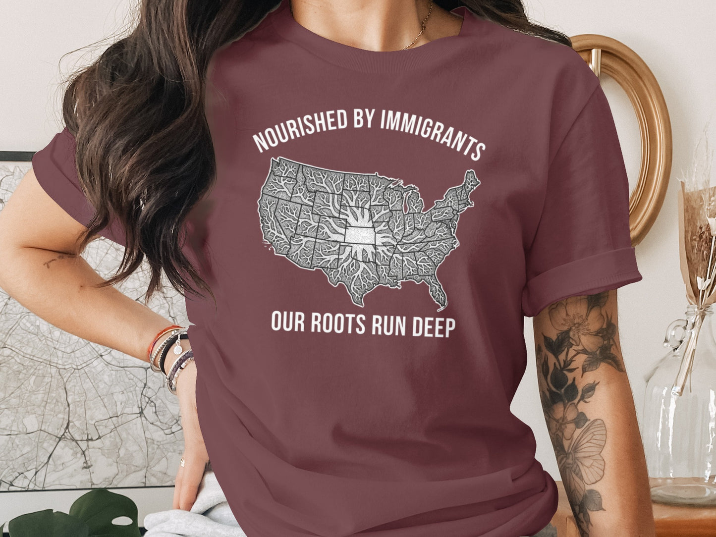 Nourished By Immigrants Our Roots Run Deep T-Shirt
