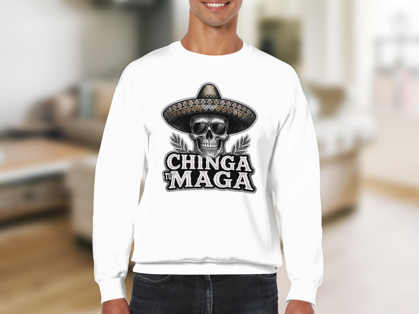 Chinga Tu Maga Skull with Hat Design Graphic product type