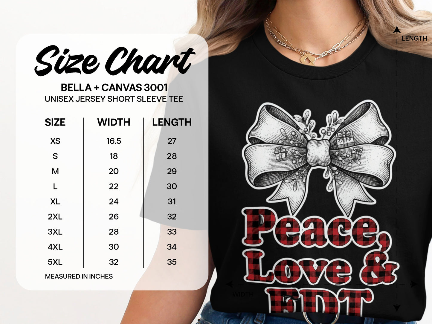 Peace Love EDF Bow T-Shirt Holiday Design