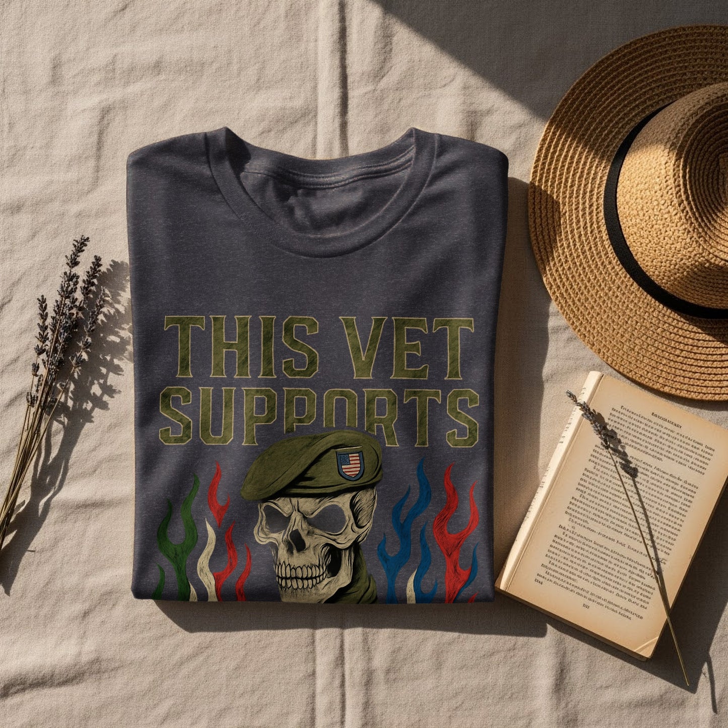 This Vet Supports Skull Graphic T-Shirt product